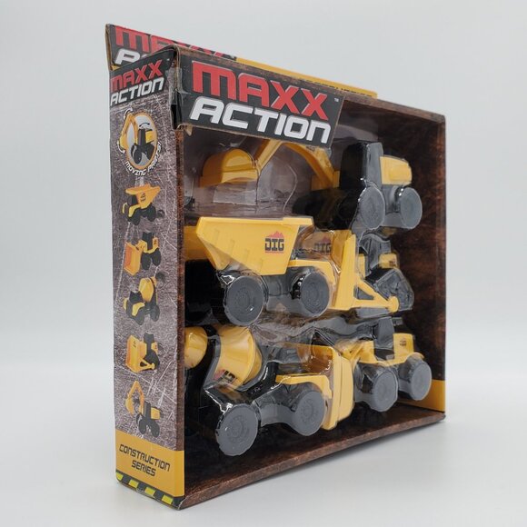 Maxx Action Kids Micro Mini Construction Trucks Vehicles Set of 5 Toy NEW SEALED - Picture 2 of 6